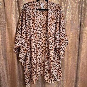 Aerie Sheer Cheetah Leopard Print Kimono Swim Cover Up Robe One Size
